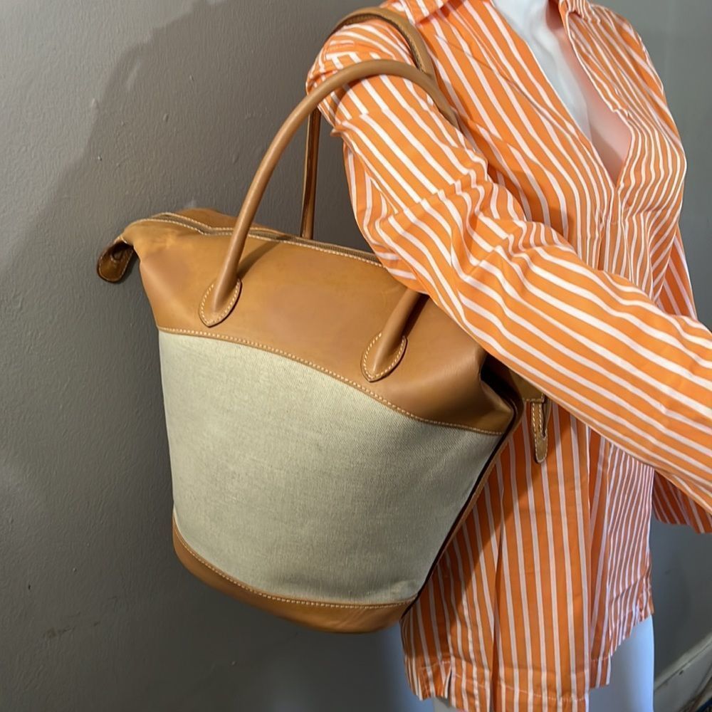 Vintage Gucci Canvas & Vachetta Leather Beach Bag